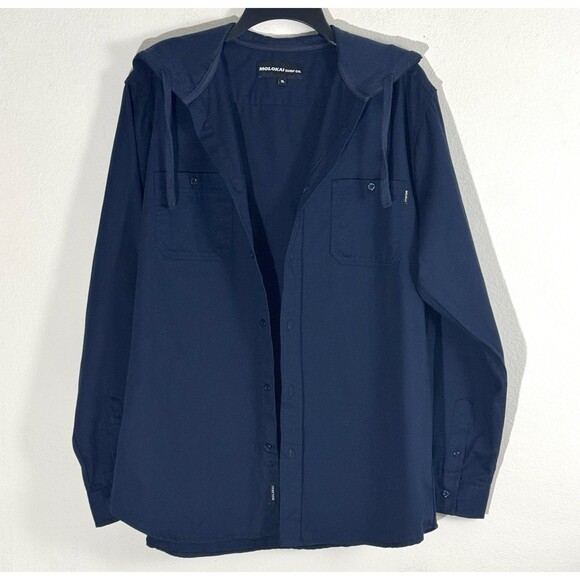Molokai Surf Co Men’s Hoodie Navy Long Sleeve Button Up Shirt XL - Picture 3 of 10